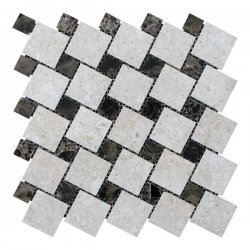 Мозаїчна плитка Мрамор Victoria Beige/Мрамор Emperador Dark (47х47 / 23x23x6 мм) Полірована