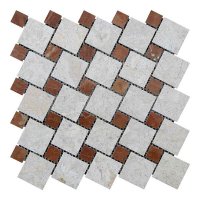 Мозаїчна плитка мармур Victoria Beige/мармур Rojo Alicante (47х47 / 23x23x6 мм) Полірована