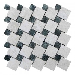 Мозаичная плитка мрамор Victoria Beige/мрамор Verde Guatemala (47х47 мм/23х23x6 мм) Полированная